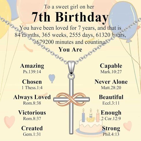 7th 8th 9th 10th 11th Birthday Necklace Gifts for Girls, Religious Christian Cross Necklace Jewelry Gift Ideas, Happy Birthday Present for Girls Daughter Granddaughter Sister Niece in Saudi Arabia