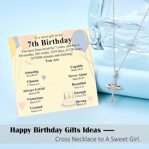 7th 8th 9th 10th 11th Birthday Necklace Gifts for Girls, Religious Christian Cross Necklace Jewelry Gift Ideas, Happy Birthday Present for Girls Daughter Granddaughter Sister Niece in Saudi Arabia