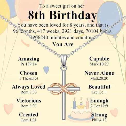 7th 8th 9th 10th 11th Birthday Necklace Gifts for Girls, Religious Christian Cross Necklace Jewelry Gift Ideas, Happy Birthday Present for Girls Daughter Granddaughter Sister Niece in Saudi Arabia