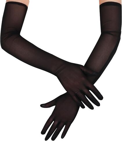 قفازات شبكية طويلة أسود قفازات شفافة سوداء رسمية القفازات القفازات تحت عنوان حفلة PROM PROM 20S GLOVE （متعدد الألوان） in Kuwait