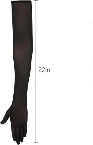 قفازات شبكية طويلة أسود قفازات شفافة سوداء رسمية القفازات القفازات تحت عنوان حفلة PROM PROM 20S GLOVE （متعدد الألوان） in Kuwait