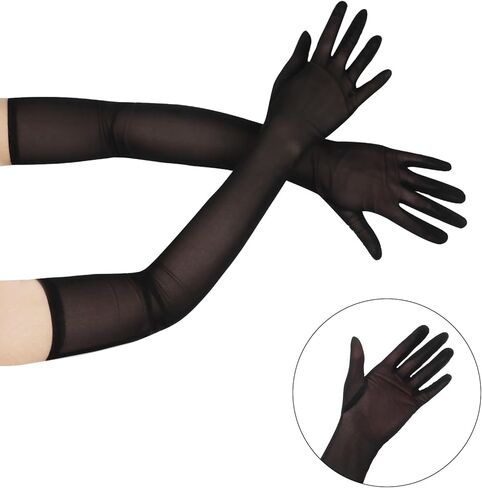 قفازات شبكية طويلة أسود قفازات شفافة سوداء رسمية القفازات القفازات تحت عنوان حفلة PROM PROM 20S GLOVE （متعدد الألوان） in Kuwait