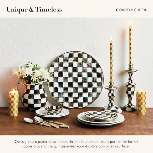 MACKENZIE-CHILDS Courtly Check Medium Pillar Candlestick in Saudi Arabia
