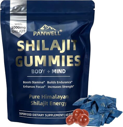 PANWELL Shilajit Gummies with Ashwagandha, Seamoss & Turmeric | Zero Sugar Energy, Cortisol Balance, Sleep, Immune & Overall Health Support – for Men & Women 90 Gummies in Saudi Arabia