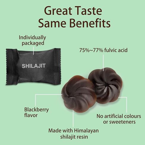 Shilajit Gummies for Men and Women I 4000mg Pure Himalayan Shilajit I 75%+ Fulvic Acid I Ashwagandha and 6+ Natural Ingredients I Non-GMO and No Added Sugar I 60 Count - BlackBerry Flavor in Saudi Arabia