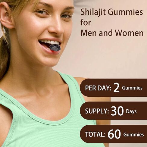 Shilajit Gummies for Men and Women I 4000mg Pure Himalayan Shilajit I 75%+ Fulvic Acid I Ashwagandha and 6+ Natural Ingredients I Non-GMO and No Added Sugar I 60 Count - BlackBerry Flavor in Saudi Arabia