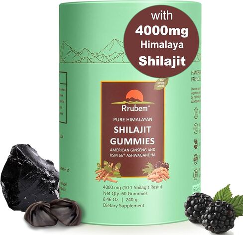 Shilajit Gummies for Men and Women I 4000mg Pure Himalayan Shilajit I 75%+ Fulvic Acid I Ashwagandha and 6+ Natural Ingredients I Non-GMO and No Added Sugar I 60 Count - BlackBerry Flavor in Saudi Arabia