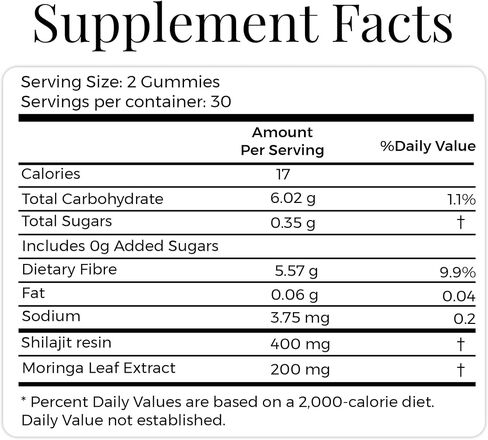 Pure Himalayan Shilajit and Moringa Gummies – Boost Energy, Focus & Vitality – 75% Fulvic Acid – 100% Vegan, Gluten-Free, No Added Sugar – 60 Gummies in Saudi Arabia