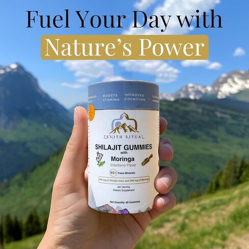 Pure Himalayan Shilajit and Moringa Gummies – Boost Energy, Focus & Vitality – 75% Fulvic Acid – 100% Vegan, Gluten-Free, No Added Sugar – 60 Gummies in Saudi Arabia