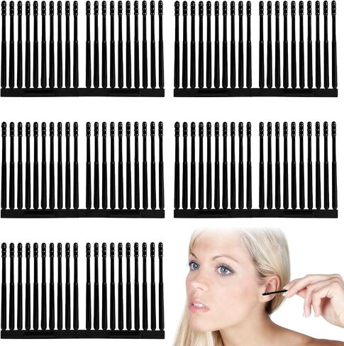 100PCS Sticky Ear Wax Remover, Disposable Adhesive Ear Digging Stick, Earwax Removal Swabs, Safe and Portable, Suitable for Children and Adults (Black) in Saudi Arabia