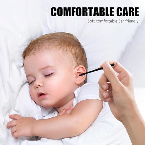 100PCS Sticky Ear Wax Remover, Disposable Adhesive Ear Digging Stick, Earwax Removal Swabs, Safe and Portable, Suitable for Children and Adults (Black) in Saudi Arabia