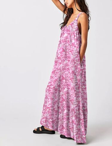 Womens Floral Reversible Jumpsuit Sleeveless Wide-Leg One Piece with Pockets Casual Summer Romper in Saudi Arabia