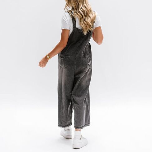 Women's Distressed Denim Overall Loose Fit Jeans Bib Overalls Y2k Vintage Wide Leg Ripped Baggy Jumpsuit 2025 S-XL in Saudi Arabia