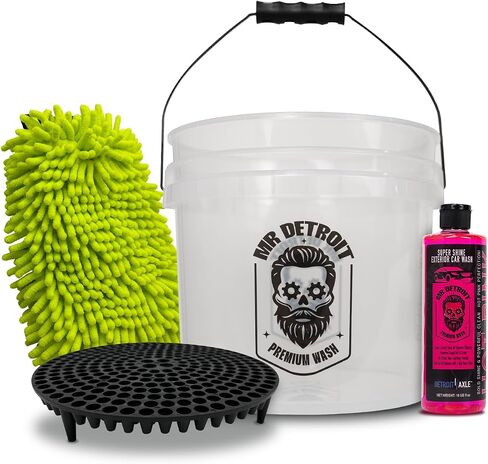 Mr. Detroit - 4pc Wash Kit Kit Wash Car With With With Frap و 16 Oz Soap و Double Noodle Wash Mitt ، Ducket Bucket Heavy Duity مع مرشح للاستخدام التلقائي والمنزل in Saudi Arabia