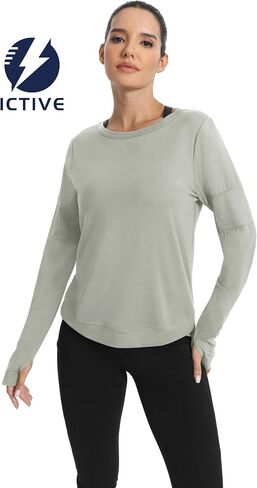 Workout Long Sleeve Shirts for Women Loose Fit Workout Tops Running Shirts with Thumb Hole in Saudi Arabia