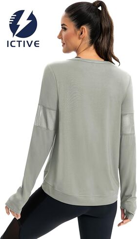 Workout Long Sleeve Shirts for Women Loose Fit Workout Tops Running Shirts with Thumb Hole in Saudi Arabia