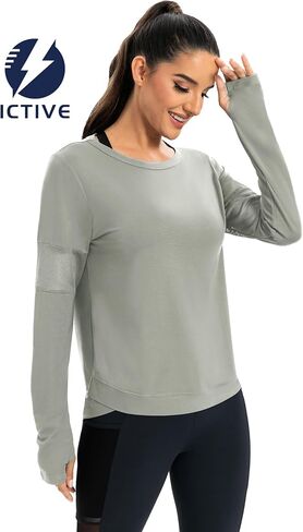 Workout Long Sleeve Shirts for Women Loose Fit Workout Tops Running Shirts with Thumb Hole in Saudi Arabia
