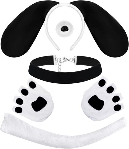 5 Pcs Halloween Dog Costume Set Include Dog Ear Headband,Nose,Tail,Gloves and Choker for Men Women Party Cosplay in Saudi Arabia