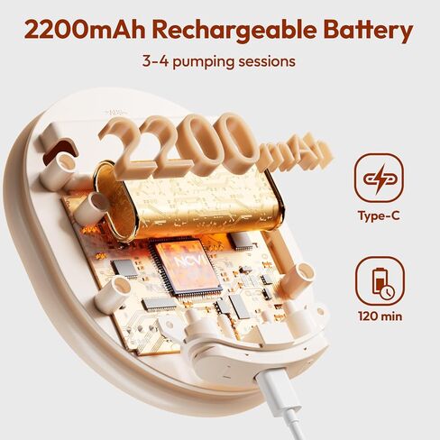NCVI 8128 Electric Breast Pump with 4 Modes 9 Levels, Automatic Double Breastfeeding Pump Machine for Over Milk with 24mm Flanges Parts, Anti-Backflow Non-Spill in Kuwait