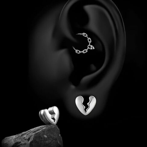Casvort 2 PCS Hypoallergenic 8mm-16mm Unique Broken Heart Ear Plugs 316 Surgical Stainless Steel Simple Ear Stretching Jewelry for Lobe in Saudi Arabia