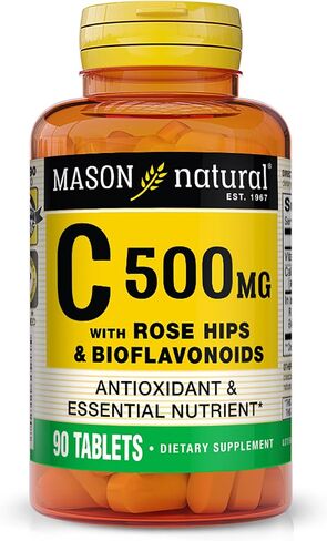 MASON NATURAL Vitamin C 500 mg with Rose HIPS and Bioflavonoids - Supports a Healthy Immune System, Antioxidant and Essential Nutrient, 90 Tablets (Pack of 3) in Saudi Arabia