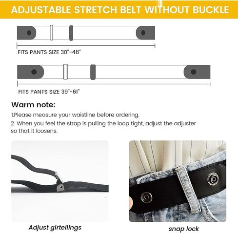 TBKSOVMV 2 Pieces Elastic Belt Invisible Belt for Women Without Buckle Unisex No Buckle Buckless Men's Adjustable Elastic for Jeans Trousers Dress, Czarny/Kawa, Länge: 110 cm : 3,5 cm in Saudi Arabia