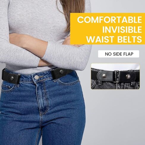 TBKSOVMV 2 Pieces Elastic Belt Invisible Belt for Women Without Buckle Unisex No Buckle Buckless Men's Adjustable Elastic for Jeans Trousers Dress, Czarny/Kawa, Länge: 110 cm : 3,5 cm in Saudi Arabia