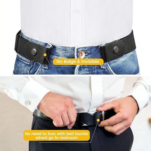 TBKSOVMV 2 Pieces Elastic Belt Invisible Belt for Women Without Buckle Unisex No Buckle Buckless Men's Adjustable Elastic for Jeans Trousers Dress, Czarny/Kawa, Länge: 110 cm : 3,5 cm in Saudi Arabia