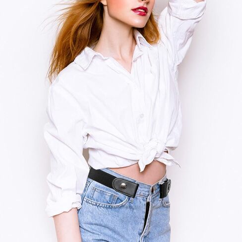 TBKSOVMV 2 Pieces Elastic Belt Invisible Belt for Women Without Buckle Unisex No Buckle Buckless Men's Adjustable Elastic for Jeans Trousers Dress, Czarny/Kawa, Länge: 110 cm : 3,5 cm in Saudi Arabia