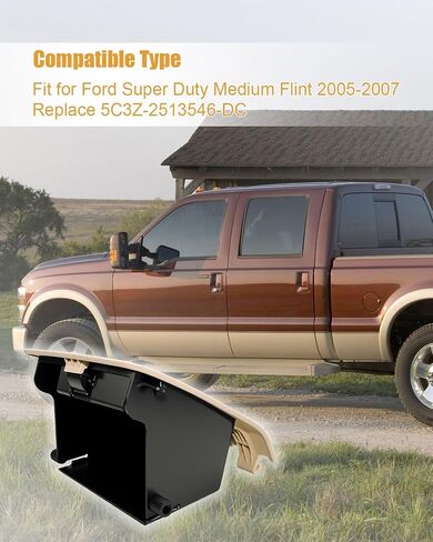 Replace 5C3Z-2513546-DC Glove Box Storage Dash Cubby, Grey Box Utility Less Housing Compatible with Ford Super Duty Medium Flint 2005 2006 2007 in Saudi Arabia