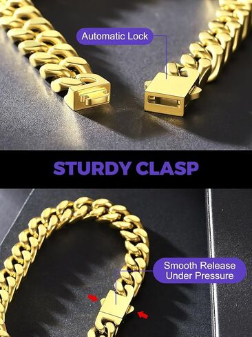 Richsteel 5/7/9/12mm Wide Miami Cuban Link Chain Bracelet for Men Women,Stainless Steel/Gold/Black Plated,7.4/8.2/9 Inch Length,Hip Hop Urban Street-wear Jewelry(Gift Wrapped) in Saudi Arabia