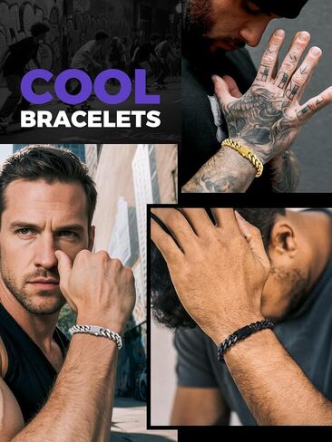 Richsteel 5/7/9/12mm Wide Miami Cuban Link Chain Bracelet for Men Women,Stainless Steel/Gold/Black Plated,7.4/8.2/9 Inch Length,Hip Hop Urban Street-wear Jewelry(Gift Wrapped) in Saudi Arabia