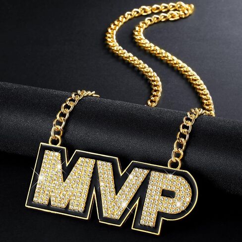 2 Pcs MVP Chain Medal Most Valuable Player Gold Champ Metal Award Chains Gift Winner Prize Trophy Award Necklace for Adults Player Team Basketball Soccer Baseball Tournament in Saudi Arabia