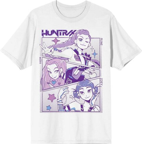 KPOP Demon Hunters لوحة الفن Huntrix البالغين أبيض طاقم الرقبة القميص تي شيرت in Saudi Arabia