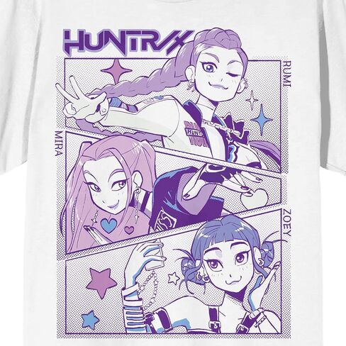 KPOP Demon Hunters لوحة الفن Huntrix البالغين أبيض طاقم الرقبة القميص تي شيرت in Saudi Arabia