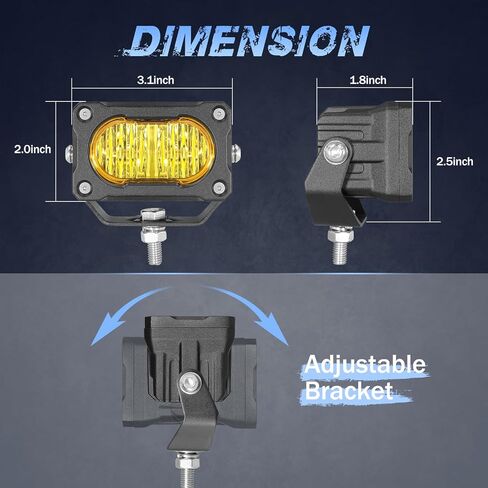 Yellow LED Pods 2Pcs 40W 3 Inch Yellow Flood LED Pod Lights Fog Lights small Amber light pods Off Road Driving Ditch Light for Trucks Motorcycle UTV Dirt Bike Surron in Saudi Arabia