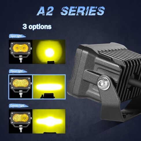 Yellow LED Pods 2Pcs 40W 3 Inch Yellow Flood LED Pod Lights Fog Lights small Amber light pods Off Road Driving Ditch Light for Trucks Motorcycle UTV Dirt Bike Surron in Saudi Arabia