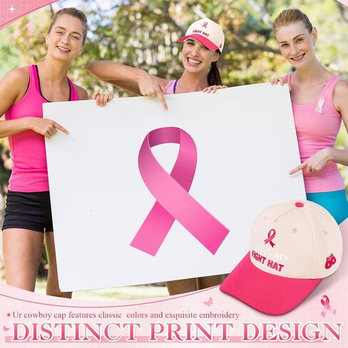 JaGely Breast Cancer Trucker Hat Women Pink Ribbon Survivor Baseball Cap Cotton Breast Cancer Awareness Accessories Gifts in Saudi Arabia