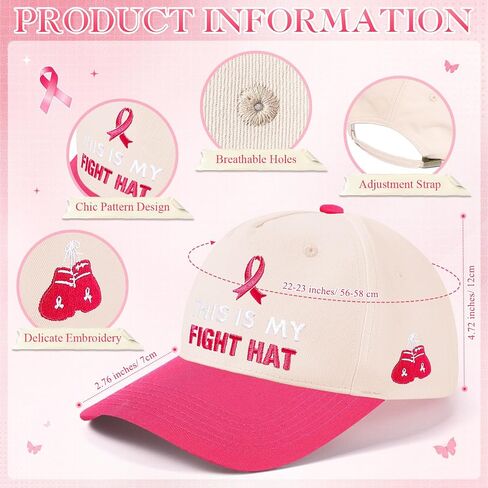 JaGely Breast Cancer Trucker Hat Women Pink Ribbon Survivor Baseball Cap Cotton Breast Cancer Awareness Accessories Gifts in Saudi Arabia
