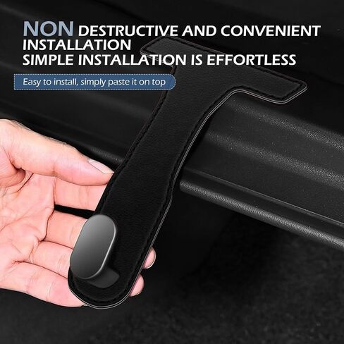 SLIMI 1 PC Car Co-Pilot Glovebox Hook, PU Leather Front Passenger Glove Box Hook, Universal Self-Adhesive Glove Box Organizer, for Wallets, for Wallets, Bags, Umbrella Hanging (Black #02) in Saudi Arabia
