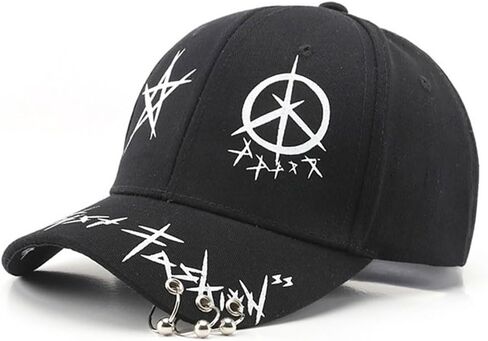 Unisex Black & White Baseball Cap-Hip Hop, Gothic, Punk Rock Streetwear Snapback Hat-Adjustable Funny Hat in Kuwait