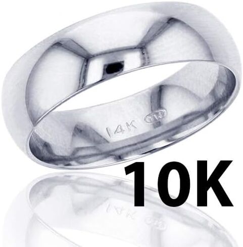 الانحطاط 10K أو 14K أصفر وبيضاء الذهب 6 مم مصقول الزفاف ، الحجم ، الحجم in Saudi Arabia