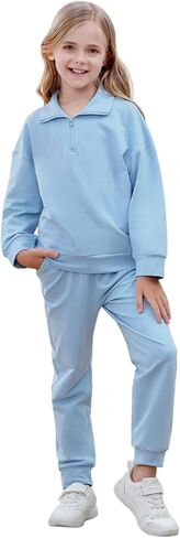 Girls 2 Piece Sweatshirt and Sweatpants Set Girls' Long Sleeve Tracksuits Kids Fall Sweatsuits (5-13 Years) in Kuwait
