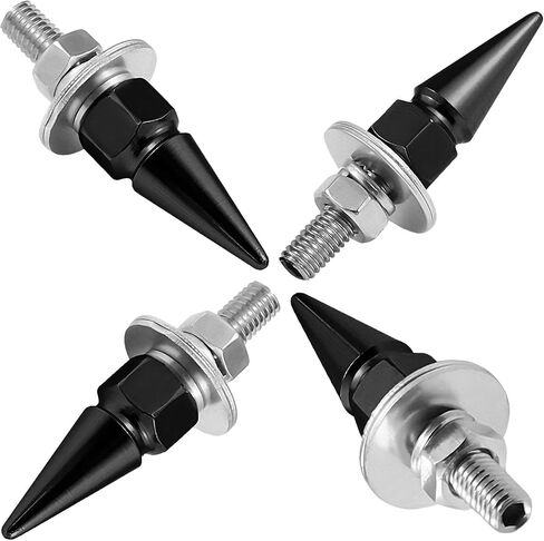 4 PCS License Plate Screws, Spike Anti Theft Motorcycle License Plate Screws Bolts Set, Aluminum Security Fasteners Kit for Car Truck Motorcycle Plate Frames, Car Decorative AccessoriesSilver in Saudi Arabia