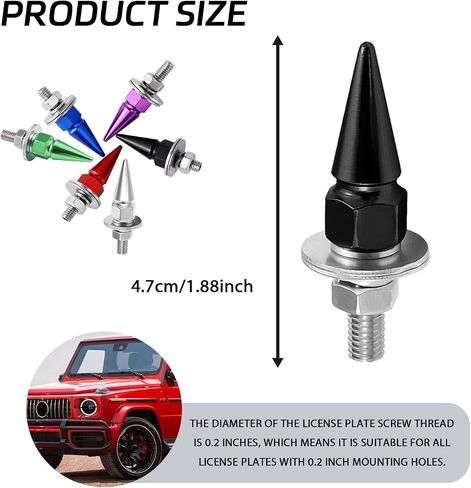 4 PCS License Plate Screws, Spike Anti Theft Motorcycle License Plate Screws Bolts Set, Aluminum Security Fasteners Kit for Car Truck Motorcycle Plate Frames, Car Decorative AccessoriesSilver in Saudi Arabia