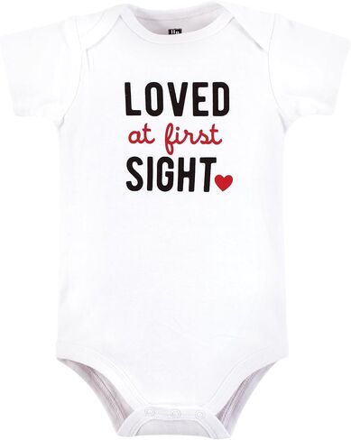 Hudson Baby Unisex Baby Cotton Bodysuit and Pant Set, Peace Love Flowers Short Sleeve, Newborn in Kuwait