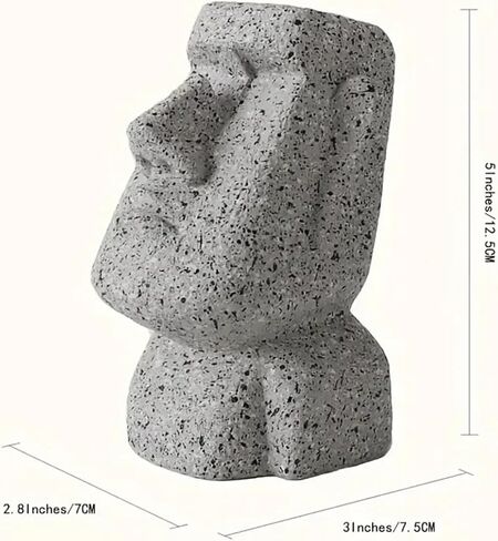 Eyeglasses Holder Stand - Easter Island Moai Statue Design, Resin Glasses Display for Desk, Sunglasses Organizer, Unique Home Office Decor, Gift Idea for Eyewear Lovers (Rock Grey) in Saudi Arabia