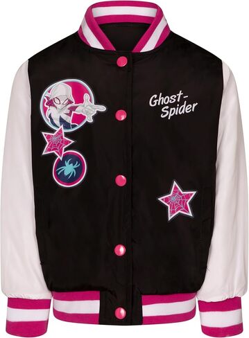 Marvel Spider-Man Girls Varsity Bomber Jacket Toddler to Big Kid Sizes (2T - 10-12) in Saudi Arabia