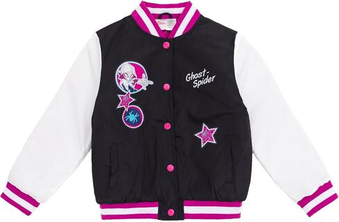 Marvel Spider-Man Girls Varsity Bomber Jacket Toddler to Big Kid Sizes (2T - 10-12) in Saudi Arabia