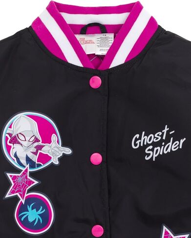 Marvel Spider-Man Girls Varsity Bomber Jacket Toddler to Big Kid Sizes (2T - 10-12) in Saudi Arabia